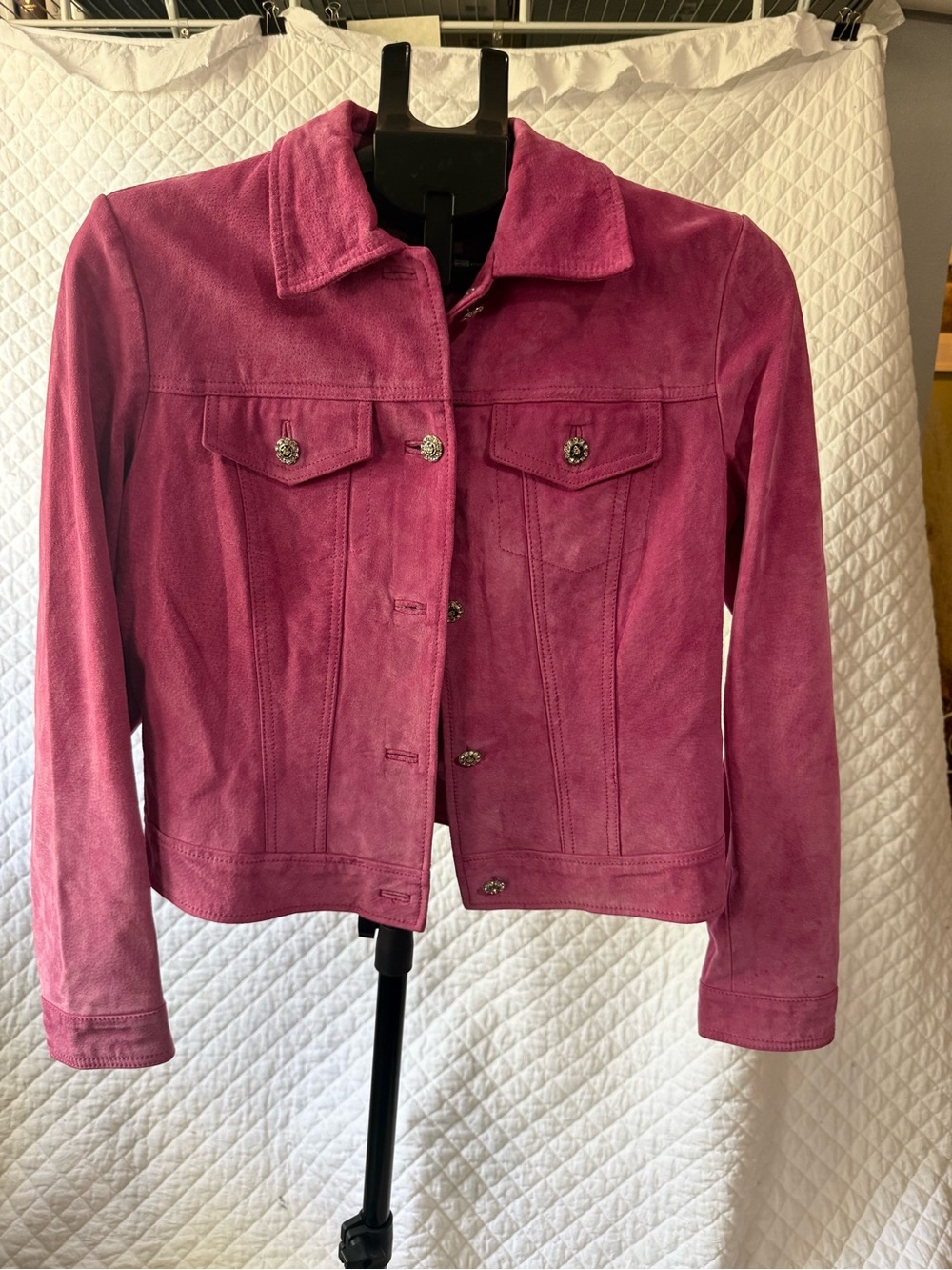 Yvonne le Marie Women's Pink Suede Button-Front Jacket